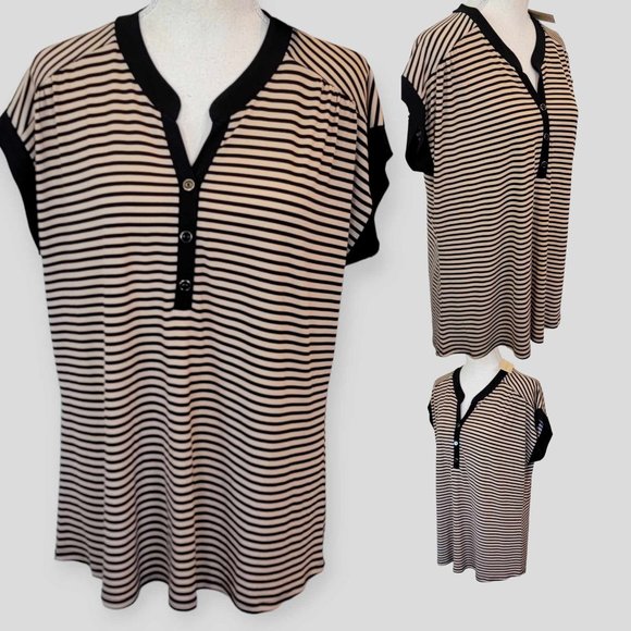 NWT Diana Belle Women;s Short Sleeve Knit Stripes Top Size XL - Picture 1 of 14